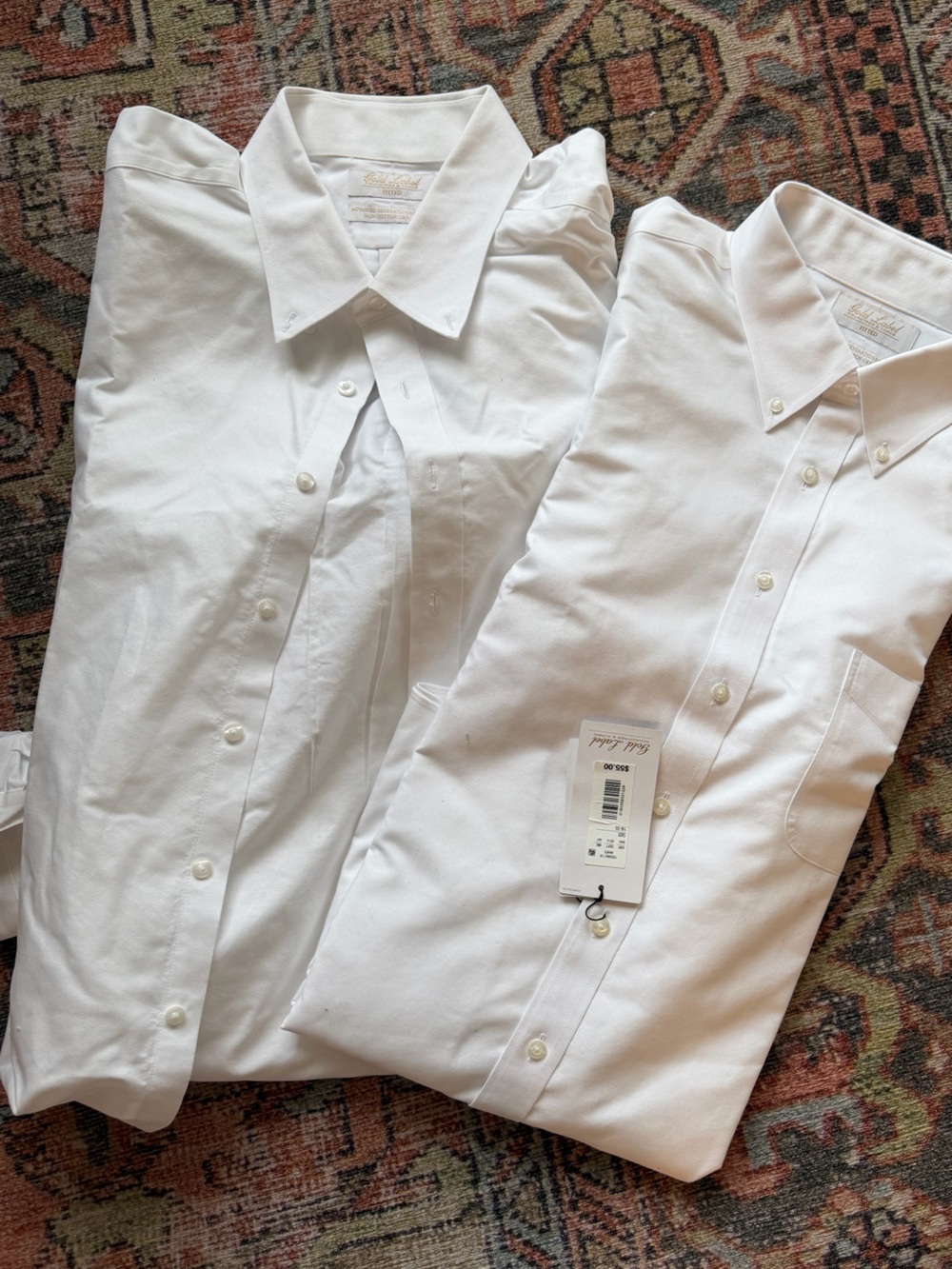 Gold Label Roundtree & Yorke Men's White Button-Up Dress Shirt Pair